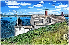 Browns Head Light on Vinalhaven Island -Digital Painting